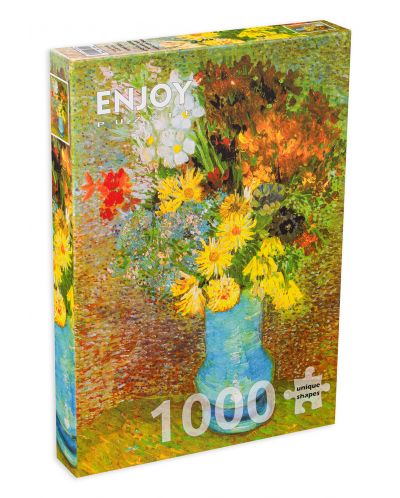Puzzle Enjoy de 1000 de piese - Vaza cu margarete si anemone - 1